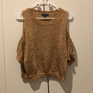 Gold Open-Shoulder Top